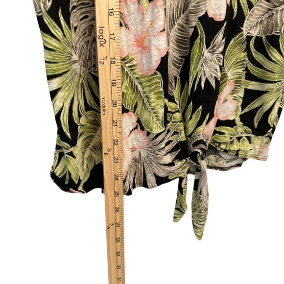 Tommy Bahama Women's Green and Pink Hawaiian 100% Linen Button Up Shirt Size M - Picture 5 of 8